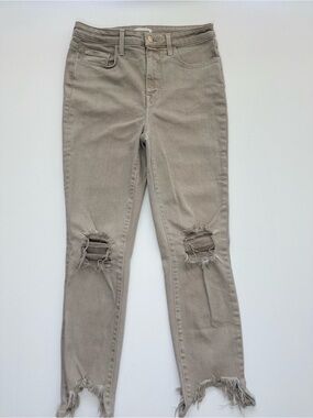 L'AGENCE Skinny Distressed Jeans - Taupe Gray